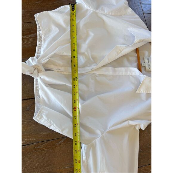Cara Cara Rumson Top White Button Down Blouse with Tie Front Size Large - Picture 7 of 8